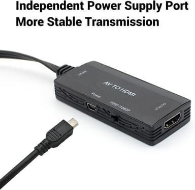 NÖRDIC komposiittivideo AV–HDMI-sovitin, 3x RCA AV ja CVBS-muunnin 1080p 60 Hz, 1 m