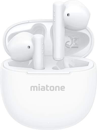 NÖRDIC True Wireless -nappikuulokkeet, Bluetooth 5.3 9H soittoaika latauskotelolla, sisäänrakennettu mikrofoni puheluita varten, puolikorvaiset kuulokkeet - valkoinen