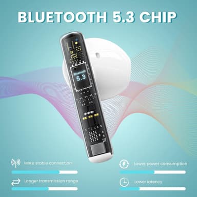 NÖRDIC True Wireless -nappikuulokkeet, Bluetooth 5.3 9H soittoaika latauskotelolla, sisäänrakennettu mikrofoni puheluita varten, puolikorvaiset kuulokkeet - valkoinen
