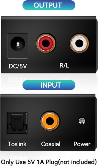 NÖRDIC audiomuunnin digitaalisesta analogiseen, Mini DAC, Toslink ja koaksiaali, RCA L/R -audio, Metal D/A -muunnin