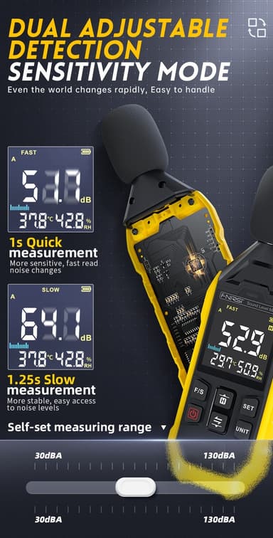 FNIRSI FDM01 digitaalinen melu- ja äänimittari 30~130dB