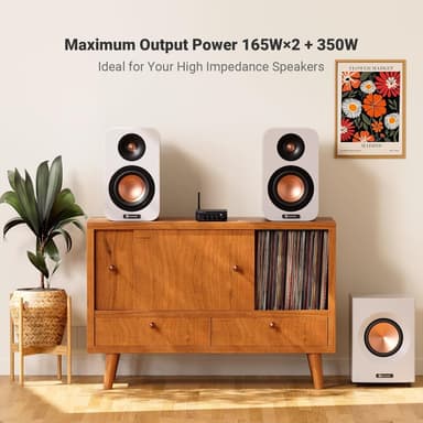 Fosi Audio Hi-Fi Bluetooth 5.0 stereoäänivastaanotinvahvistin 2.1-kanavainen Mini-luokan D integroitu vahvistin 2x165W