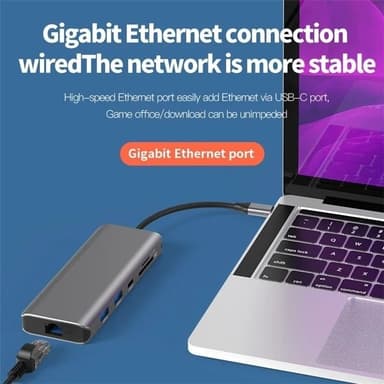 NÖRDIC 1-10 USB-C-telakointiasema 1xHDMI 8K30Hz 1xDP8K 30Hz 2xUSB3.0, 1xUSB-C, 1xRJ45 GigaLan, 1xPD 87W, 1xSD & 1xMicroSD 1xAux-stereo