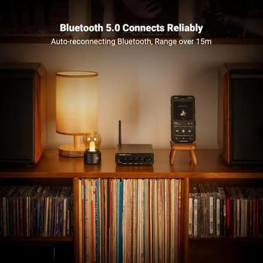 Fosi Audio Hi-Fi Bluetooth 5.0 stereoäänivastaanotinvahvistin 2.1-kanavainen Mini-luokan D integroitu vahvistin 2x165W