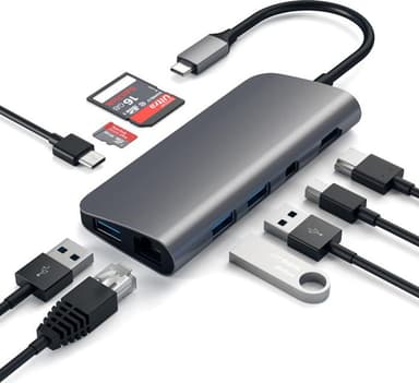 Satechi 9-in-1 USB-C hubi (avaruudenharmaa)