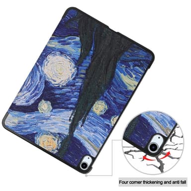 iPad Air 11 (2024) Kotelo Auto Herää / Nuku Kolminkertainen Taittojalusta Tabletin Suoja - Painting