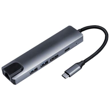 USB-C Hub 5 porttia, harmaa