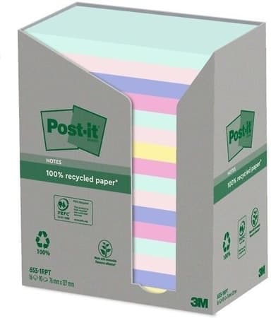 3M Post-it Nature Eko Z-notes -viestilappu, värilajitelma, 76x127mm, 16 x 100 kpl