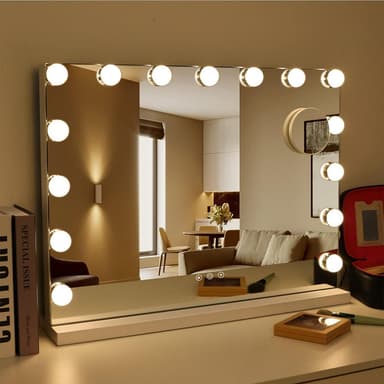 UNIQ XL Hollywood Vanity Meikkipeili 15 LED-polttimolla ja kosketustoiminnolla - Valkoinen