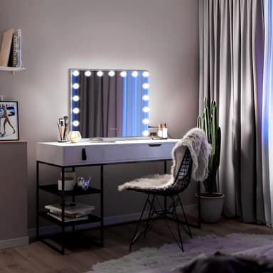 UNIQ XL Hollywood Vanity Meikkipeili 15 LED-polttimolla ja kosketustoiminnolla - Valkoinen