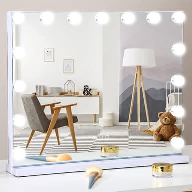 UNIQ XL Hollywood Vanity Meikkipeili 15 LED-polttimolla ja kosketustoiminnolla - Valkoinen