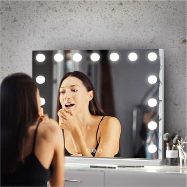 UNIQ XL Hollywood Vanity Meikkipeili 15 LED-polttimolla ja kosketustoiminnolla - Valkoinen