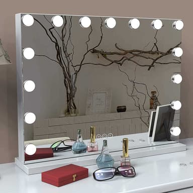 UNIQ XL Hollywood Vanity Meikkipeili 15 LED-polttimolla ja kosketustoiminnolla - Valkoinen
