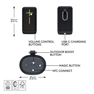 Ultimate Ears EVERBOOM kannettava langaton kaiutin (musta)