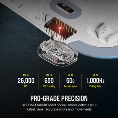 Corsair M75 RGB langaton pelihiiri (valkoinen)
