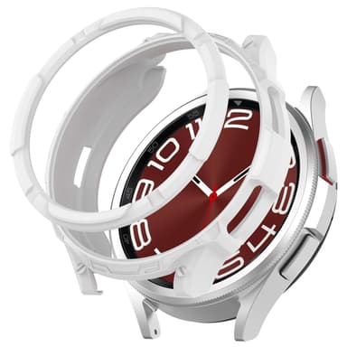 Armor-suojakotelo pyörivällä kehyksellä Samsung Watch 6 Classicille, 47mm Valkoinen