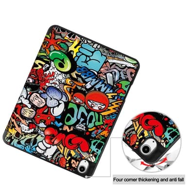 iPad Air 13 (2024) Kolminkertainen Teline Tabletin Suojakuori Kynäpidikkeellä - Graffiti