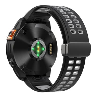 Silikoninen pikakiinnitysranneke Garminille Musta + harmaa 26 mm