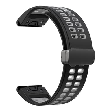 Silikoninen pikakiinnitysranneke Garminille Musta + harmaa 26 mm