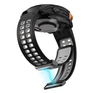 Silikoninen pikakiinnitysranneke Garminille Musta + harmaa 26 mm