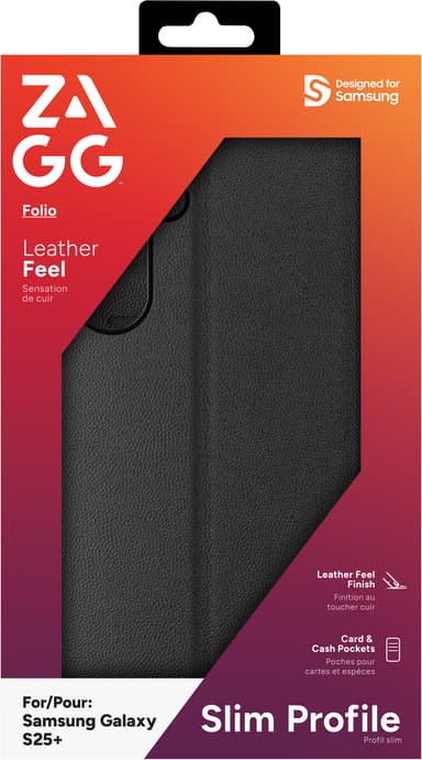Zagg Samsung Galaxy S25+ lompakkokotelo (musta)