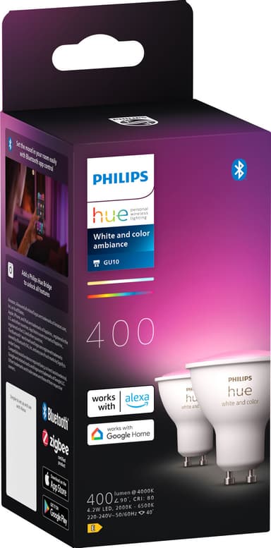Philips Hue WAC lamppu 4,2 W GU10 (tuplapakkaus)