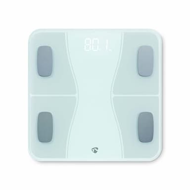 Nedis SmartLife Älyvaaka | Bluetooth® | BMI / BMR / Lihakset / Luut / Paino / Rasva / Vesi | 12 | Max. kuorma: 180 kg | Android™ / IOS | ABS-Muovi / Lasi | Valkoinen