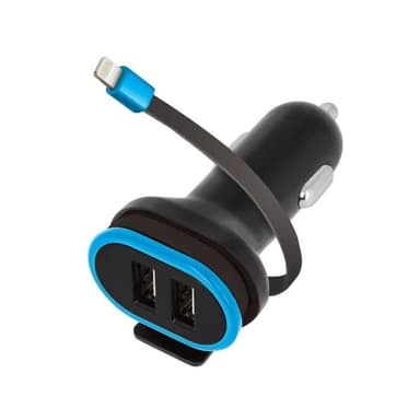 Forever Dual USB autolaturi CC-02 3A ja iPhone 8-nastainen kaapeli