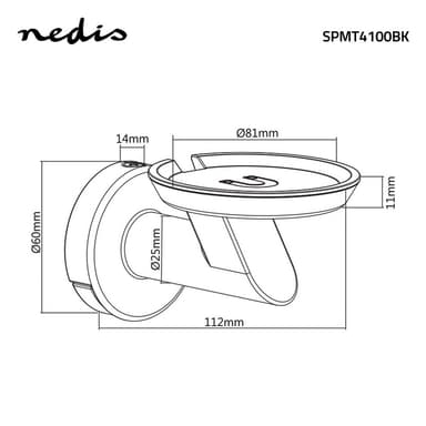 Nedis Kaiutinteline | Sopii käytettäväksi: Google Home® | Seinä | 2 kg | Kiinteä | Metalli / Teräs | Musta