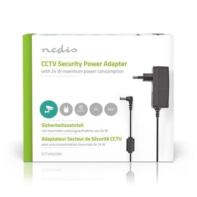 Nedis CCTV Tehosovitin | 2.0 A | 12 V DC | 5.5 x 2.1 mm Uros | Uros | 1.50 m | Musta