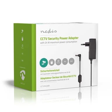 Nedis CCTV Tehosovitin | 2.0 A | 12 V DC | 5.5 x 2.1 mm Uros | Uros | 1.50 m | Musta
