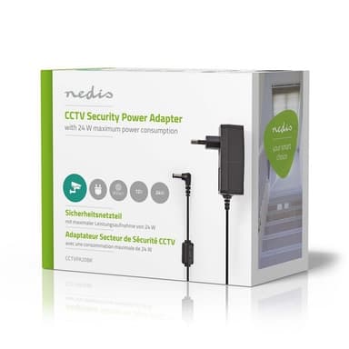 Nedis CCTV Tehosovitin | 2.0 A | 12 V DC | 5.5 x 2.1 mm Uros | Uros | 1.50 m | Musta