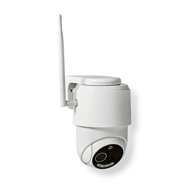 Nedis SmartLife Ulkokamera | Wi-Fi | Full HD 1080p | Kääntö/kallistus | IP65 | Maks. akunkesto: 5 Kuukautta | MicroSD (ei sisälly) / Pilvipalvelutallennus (valinnainen) | 5 V DC | Liiketunnistimella | Yökuvaus | Valkoinen