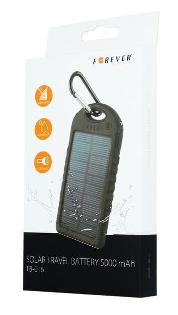 Forever STB-200 PowerBank, aurinko, 5000mAh - musta
