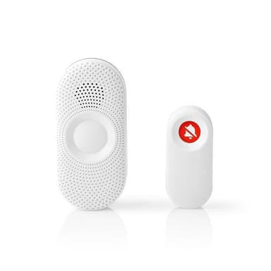 Nedis Langaton Ovikellosarja | Verkkovirtakäyttöinen | 220 - 240 V AC 50 Hz | 1x CR2032 | Äänenvoimakkuus: 80 dB | Signaalin kantama: 300 m | IP44 | Säädettävä äänenvoimakkuus | 36 Melodiaa | 1 Vastaanotin | Harmaa / Valkoinen