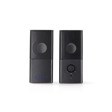 Nedis Pelikaiutin | Kaiutinkanavat: 2.0 | USB Virta | 3.5 mm uros | 18 W | Ei valaistusta | Äänenvoimakkuuden Säätö | Lähtöliitäntä: 1x 3.5 mm Audio lähtö