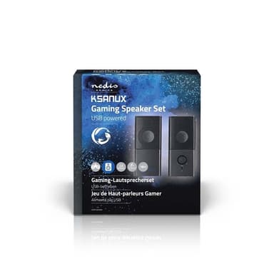 Nedis Pelikaiutin | Kaiutinkanavat: 2.0 | USB Virta | 3.5 mm uros | 18 W | Ei valaistusta | Äänenvoimakkuuden Säätö | Lähtöliitäntä: 1x 3.5 mm Audio lähtö
