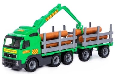 Volvo Lastbil med Timmer, Kran och Släp 775x190x255mm