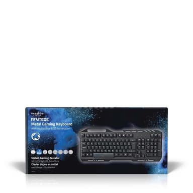 Nedis Pelinäppäimistö Langallinen | USB 2.0 | Kalvonäppäiminä | LED | US Kansainvälinen | Yhdysvaltain Näppäinasettelu | USB Virta | Virtakaapelin pituus: 1.50 m | Pelinäppäimistö