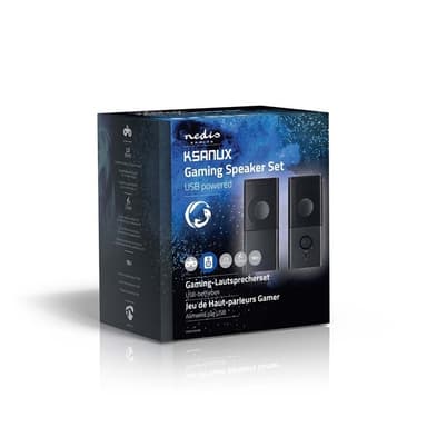 Nedis Pelikaiutin | Kaiutinkanavat: 2.0 | USB Virta | 3.5 mm uros | 18 W | Ei valaistusta | Äänenvoimakkuuden Säätö | Lähtöliitäntä: 1x 3.5 mm Audio lähtö