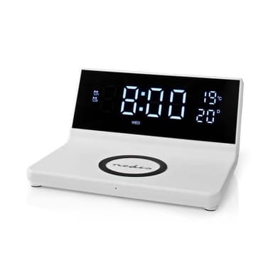 Nedis Herätyskello langattomalla latauksella | Qi-sertifioitu | 5 / 7.5 / 10 / 15 W | USB-A Uros | 2 Hälytysaikojen | Torkkutoiminto