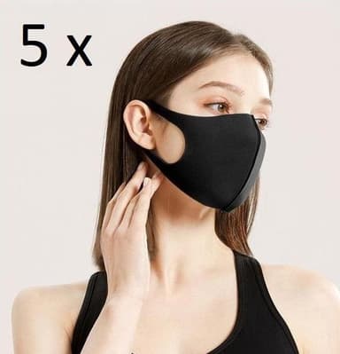 5-pakkaus pestävä suojanaamari/suunsuoja Luxury