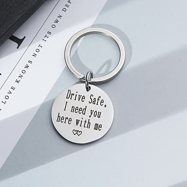 Avaimenperä auton avaimelle ""Drive safe"" ruostumaton teräs Hopea
