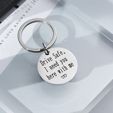 Avaimenperä auton avaimelle ""Drive safe"" ruostumaton teräs Hopea