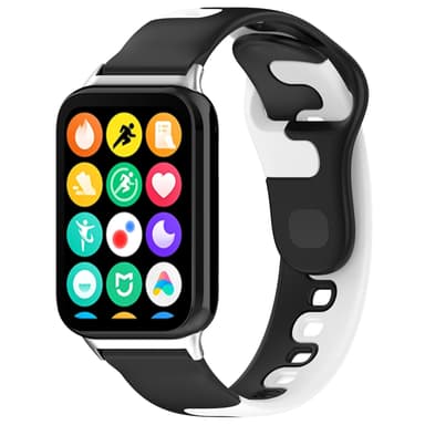 Silikoniranneke Xiaomi Mi Band 8 Pro/Redmi Watch 4:lle Musta + Valkoinen