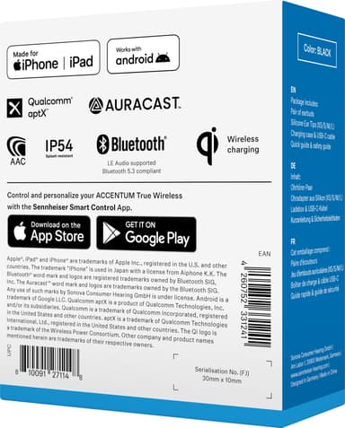 Sennheiser Accentum täysin langattomat in-ear kuulokkeet (musta)