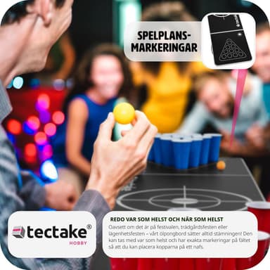 Beer pong -pöytä, korkeussäädettävä ja taitettava -