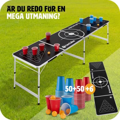Beer pong -pöytä, korkeussäädettävä ja taitettava -