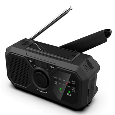 Sää AM / FM-radio Solar Käsikampi 1200mAh PowerBank taskulamppu