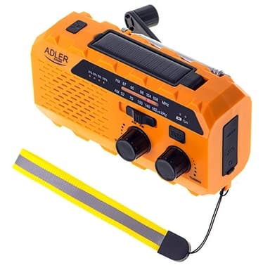 Hätäradio / maantiekeskusradio taskulampulla, aurinkokennoilla ja Powerbankilla varustettuna